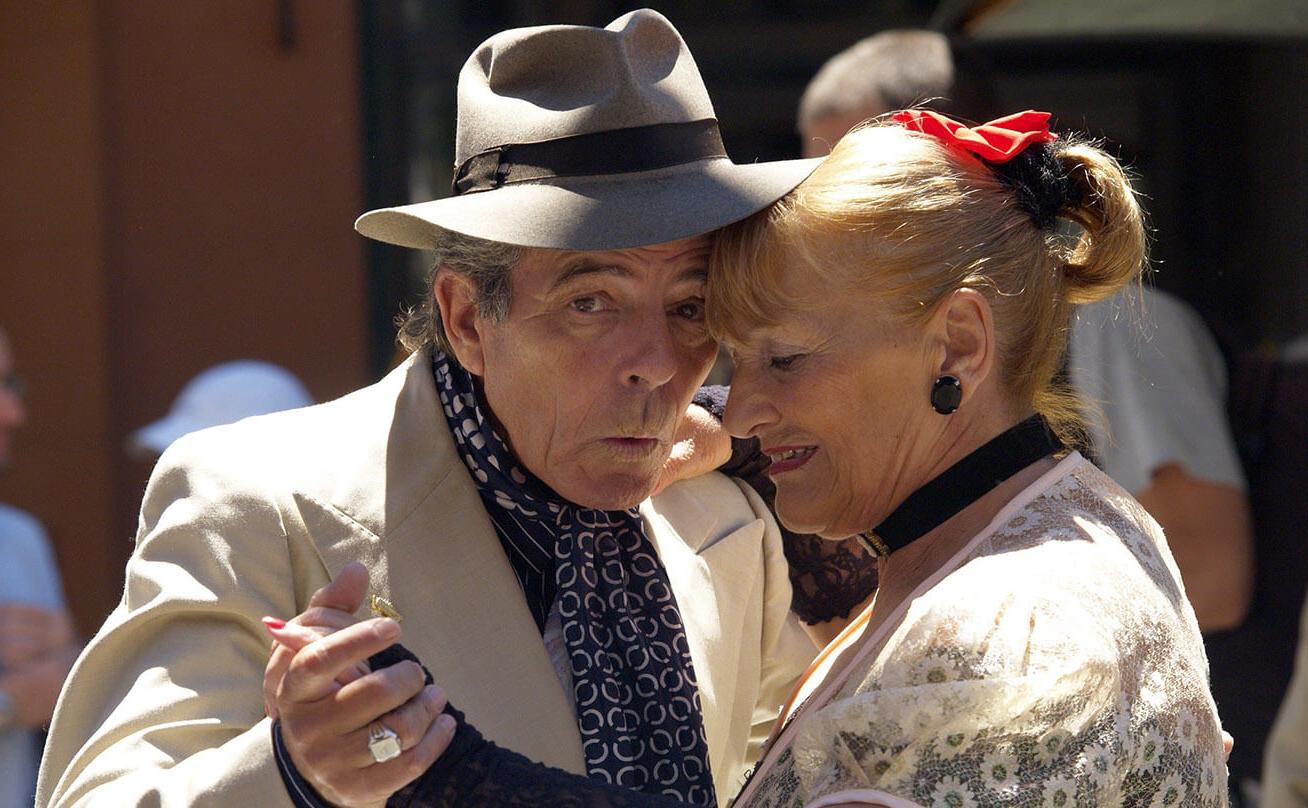 European man and woman dancing